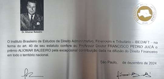IBEDAFT homenageou Francisco Pedro Jucá